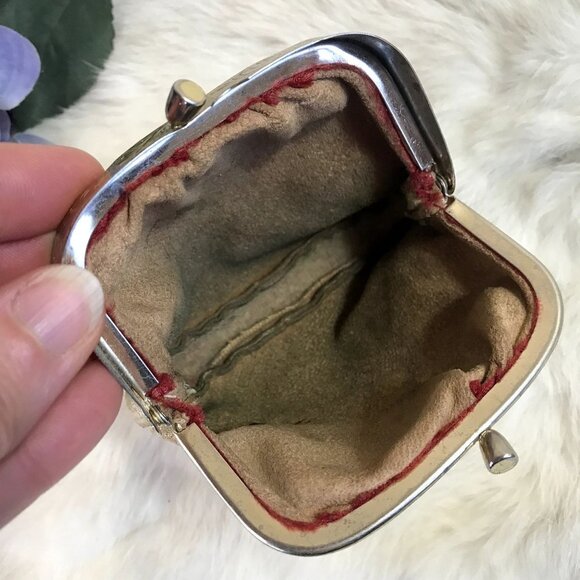 Vintage Gold Brushed Leather Kisslock Frame Coin Purse Mini Bag - Picture 5 of 6